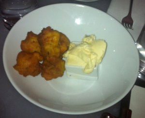 Dirt Candy's Jalepeno Hush puppies with maple butter