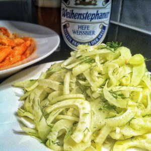 Fennel is enjoyed fresh with pasta and beer on a Saturday night in