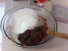 Step 2: Then gently fold in the eggwhites