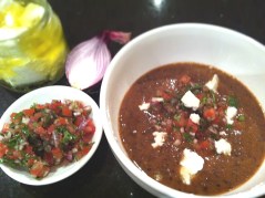 Serve with fresh salsa and feta. Yum.