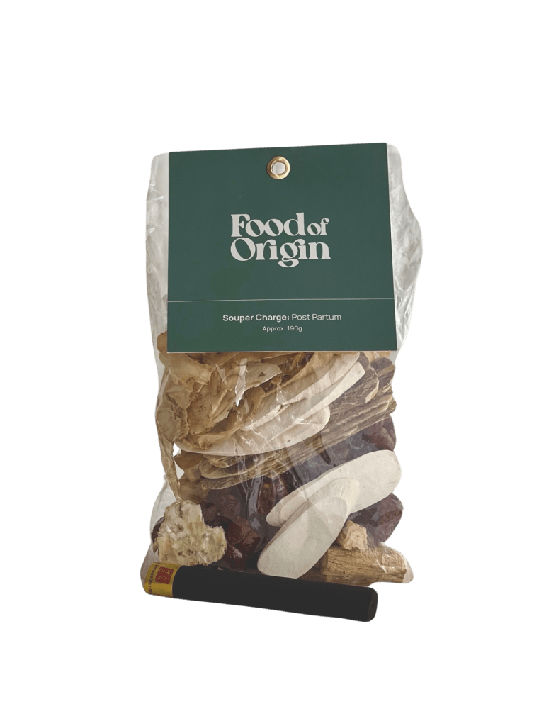 Packet of herbs for post partum soup enhancer with moxa stick